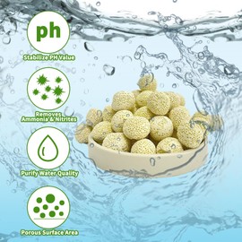 Hamiledyi 4 LB Aquarium Filter Media Bio Balls Ceramic Rings Media with Mesh Bag for Fish Tank and Pond Canister Biological Biofilter Filter (Yellow)