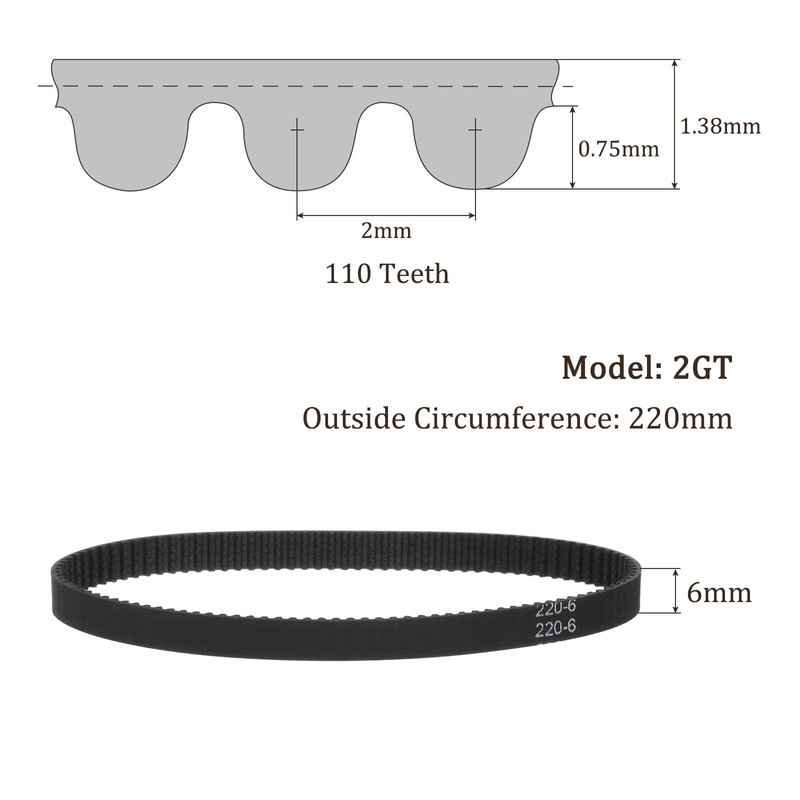Kozelo Set of 2 2GT Closed Loop Timing Belt [Pitch
