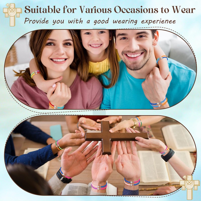 Highergo Cross Friendship Bracelets for Women Men Colorful Jesus Christian