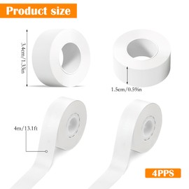 DAWRIS 4 Rolls Qutie Label Tape for Label Printers 15 mm x 4 m Thermal Printer Labels Thermal Label Tape for Qutie P15 P12 Q2 HP1 HP4 D32 D35 Label Printer White