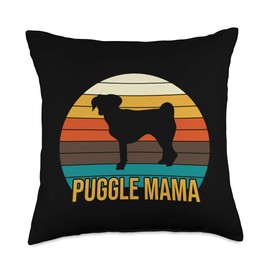 The Snuggle Pup Co. Puggle Mama Cute Vintage Puppy Dog Mom Gift Women Girls Throw Pillow, 18x18, Multicolor