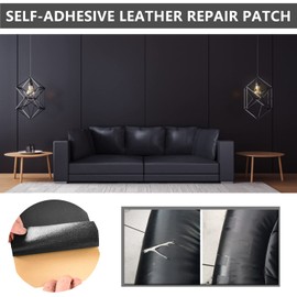 Large 17.5'' x 85'' Leather Repair Tape, Self-Adhesive Leather Repair Patch for Sofas, Car Seats, Handbags,Furniture, Drivers Seat,Black