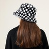 Malaxlx Winter Faux Fur Furry Chess Black White Bucket Hat