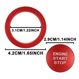 TOMALL Aluminum Engine Start Stop Push Button Cover Trim Compatible with Toyota Tacoma Corolla RAV4 Camry Prius Avalon Mirai Engine Ignition Button Cap Decoration Accessories Car Keyless Ring (Red)