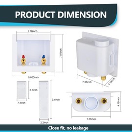 Seelink Washing Machine Box, Center/Side Drain, 1/2 Inch Push-Fit Inlet x 3/4 Inch MHT Outlet Connection, Laundry Washer Valve Box (Pack of 2)
