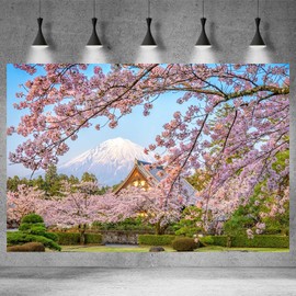 Japan Osaka Castle Background Japanese Style Building Landscape Photography Backdrop Pink Cherry Blossoms Asian Travel Themed Party Adult Portrait Photo Studio Video Props 9x6ft