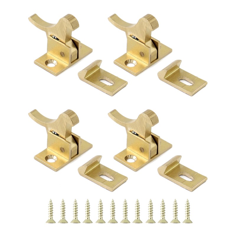 QWORK Brass Heavy Duty Elbow Latch Cabinet Door/Window Catch, 4