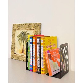 MSDADA Bookends, Book Ends for Shelves, Bookends for Office, Book Ends for Heavy Books, Book Shelf Holder Stand Home Decorative，Metal Bookend Supports, Book Stoppers, Black(8 Pairs)