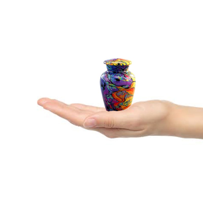 Modern Print Keepsake Urn - Colorful Mini Cremation Urn for