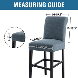 H.VERSAILTEX 100% Waterproof High Chair Cover Dining Chair Seat Covers Stretch Bar Stool Covers Removable Counter Stool Pub Chair Slipcover Chair Covers Jacquard Crizzle Pattern Set of 2, Stone Blue