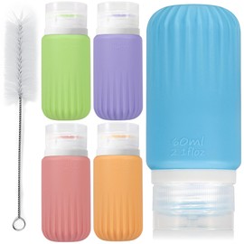 QUMMFA 5Pcs Squeeze Bottles for Sauces - 2 OZ Condiment Containers with Lids, Leakproof Salad Dressing Container To Go, Silicone Squeeze Bottle for Sauces & Liquids, Dishwasher Safe Sauce Containers