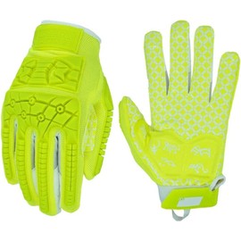 Seibertron Lineman/Linebacker Gloves 2.0 Padded Palm American Football Receiver Gloves, Flexible TPR Impact Protection, Back of Hand Gloves, Adult Sizes, Fluo Green, L