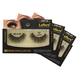 Laflare Silk Lashes 3D FAUX MINK Eyelashes, Light, Reusable, Handmade, Natural Looking, Professional Easy to Apply Eyelashes in a Knitted Style1-3 PACKS BUNDLE SPECIAL (3, SD01E)