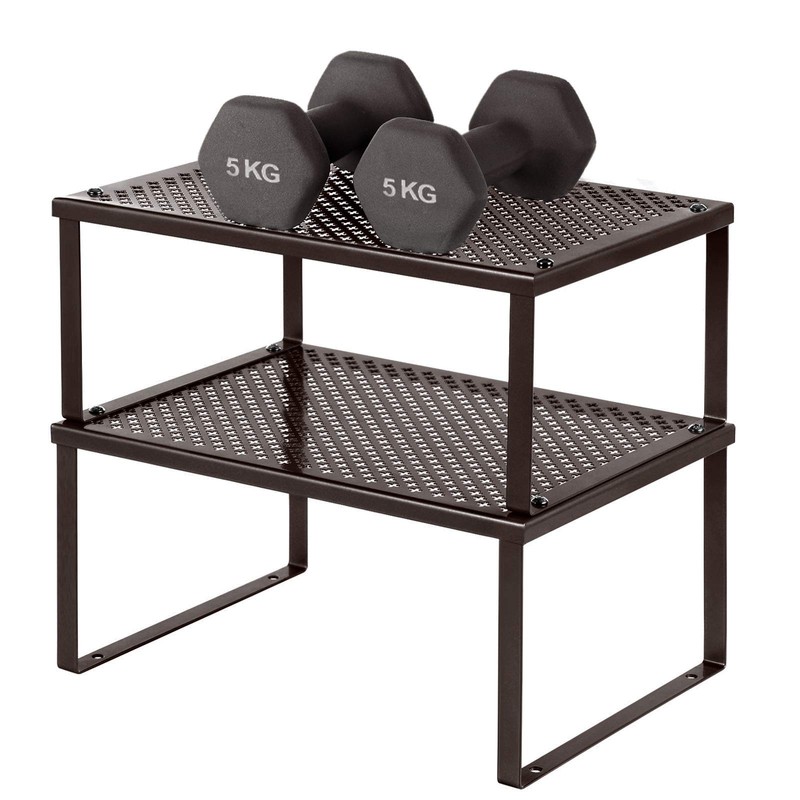SONGMICS Cabinet Shelf Organizer, Stackable, Expandable, Set of 4 Metal