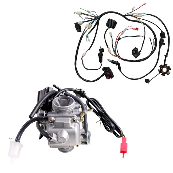 ICONSPORTSS Wiring Harness Wire Loom & Carburetor for GY6 125cc