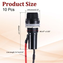 MECCANIXITY 10Pcs Panel Mount Fuse Holder 6x30mm AC 250V 10A/AC 125V 15A Screw Cap Fuse Holders with Pre-Soldered Wires,Oblate Port