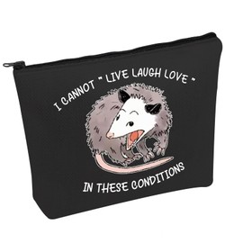 PWHAOO Scream Opossum Makeup Bag I Cannot Live Laugh Love In These Conditions Cosmetic Bag Mental Health Gift Opossum Lover Gift, Live Laugh Love B