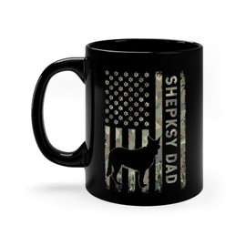 Shepsky Dad Mug German Shepherd Siberian Husky Shepsky Puppy Dog Lover Fathers Day USA Flag Patriotic (15 oz)