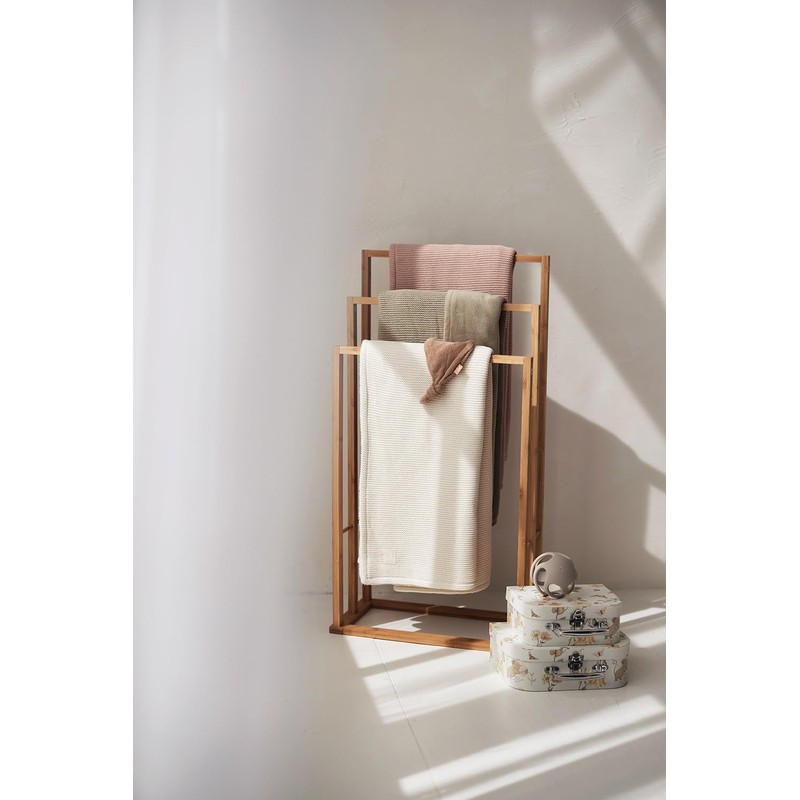 Jollein 517-511-67054 Babydecke Strickdecke mit Teddyfell Basic Knit Olive (75x100