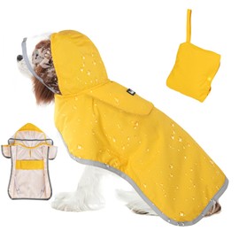 Eyein Waterproof Dog Raincoat, Raincoat for Medium Dogs with Hood and Soft Lining, Adjustable Dog Rain Jacket with Reflective Strips for Walking, Windproof and Lightweight, M