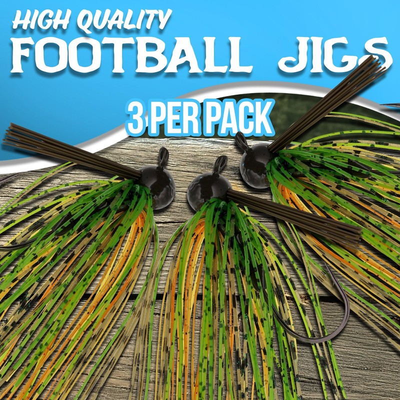 Reaction Tackle Lead Football Jig (Pack of 3) 1/2oz Perch