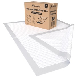SafeWay 37 x 54 Huge Hospital Grade Pads - Overnight Protection, Super Thick 170 Grams Underpads, Breathable Incontinence Pads, Supports 400 Lbs. for Patient Repositioning, Leak Proof, (75 Count)