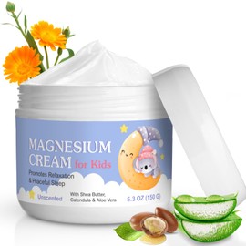 Magnesium Lotion for Kids - Calming Bedtime Relief with Calendula, Aloe Vera, Shea Butter - Topical Magnesium Cream for Relaxation & Sleep Support - Fragrance-Free - (5.3 oz) (5.3 Fl Oz (Pack of 1))