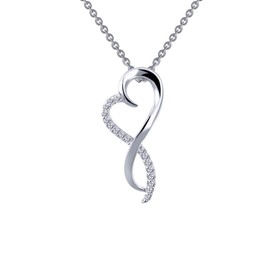 Lafonn Classic Sterling Silver Platinum Plated Lassire Simulated Diamond Necklace (0.17 CTTW)