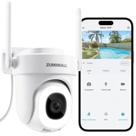 ZUMIMALL Outdoor Surveillance Camera WiFi 2K, 5G Camera Surveillance Outdoor 3MP, WLAN Camera Outdoor 2.4GHz/5GHz Dual Band, Colour Night Vision, AI Detection, PIR Motion Sensor, Persons/Car Detection