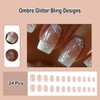 ANDGING Square French Tip Press on Nails Short Medium White