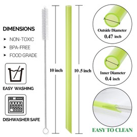 [Angled Tips] 8 Pcs Reusable Boba Straws & Smoothie Straws - Multi Colors Jumbo Wide Reusable Straws, BPA FREE Food-Grade Plastic Straws for Bubble Tea(Tapioca, Boba Pearls), Milkshakes with 2 Brushes