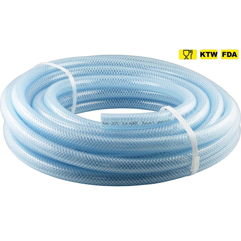 Fittingteile PVC hose with fabric insert, transparent, food grade, drinking