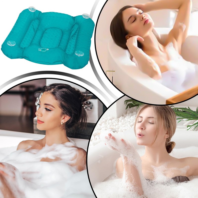 Bath Pillow,Inflatable Body Bath Pillow - Ergonomic Anti-Slip Bathing Massage