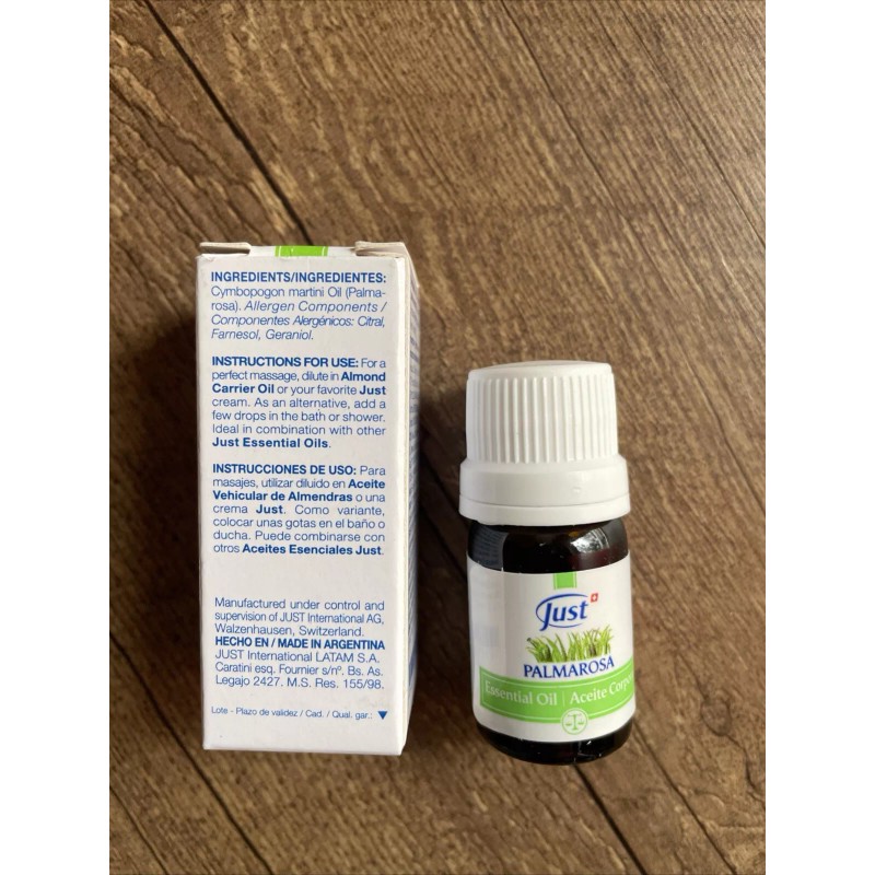 Swiss JUST 5ml PALMAROSA Aceite Esencial Essential Oil New sealed