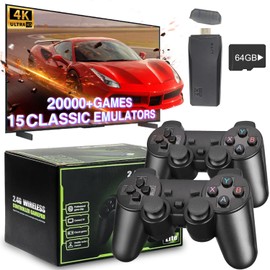 64G Retro Video Game Console,Plug and Play Controllers Video Game Retro Play Game Console Built in 20000+ Games,23Classic Emulators,4K HDMI Output for TV