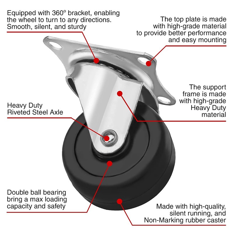 FactorDuty 24 Pack 2" Swivel Caster with Brake Wheels Hard