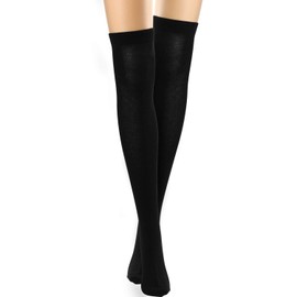 SATINIOR Over Knee Thigh Socks Knee High Socks Thigh High Stockings Long Cotton Socks (Black, 23.6 Inches), black