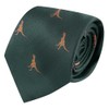 King & Priory Tyrannosaurus Rex/T-Rex Herringbone Embroidered Tie Dark Green