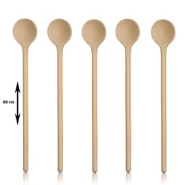 Ko&CO Wooden Cooking Spoon Made of Untreated Beech Wood | 1 Set of 5 Spoons of 25 cm | Handmade Wooden Cutlery | Kitchen Aid Wood | Practical Wooden Spoon - Wood