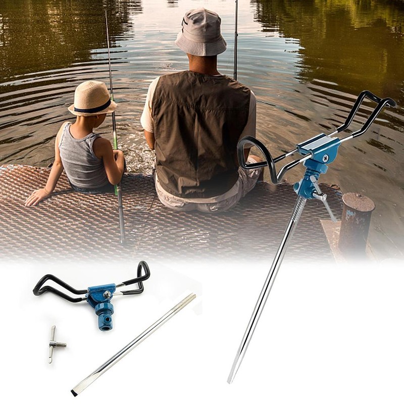 Stainless Steel Fishing Rod Holder Ground Support Stand 360 Degree