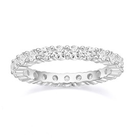 Titaniumcentral 3mm 925 Sterling Silver Engagement Ring for Women Cubic Zirconia Full Eternity Stackable Promise Wedding Band for Her (Silver,Size S 1/2)
