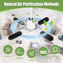 Taopk Ensk 12 Pcs Ceiling Fan Filters for Blades, Activated Carbon Air Purifier Pads Transform Fan to Air Cleaner, Trap Dust Pollen and Pet Allergens for Bedrooms and Living Rooms