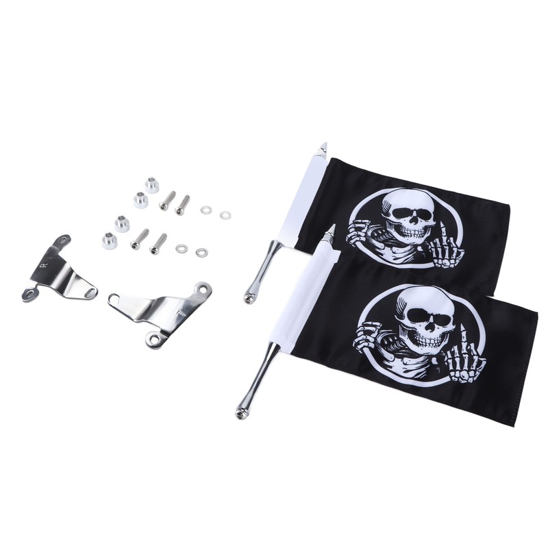 Trunk Lid Flagpole Mount Kit with Skull Flag L R