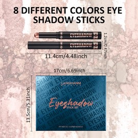 Eyeshadow Stick Set, 8 Pieces Eyeshadow Pencil Crayon, Glitter Waterproof Eyeshadow Stick Set, Cream Eyeshadow Pen, Makeup Eyeshadow Pen, Colouring Pencil for Women, 8 Colours (Set A)