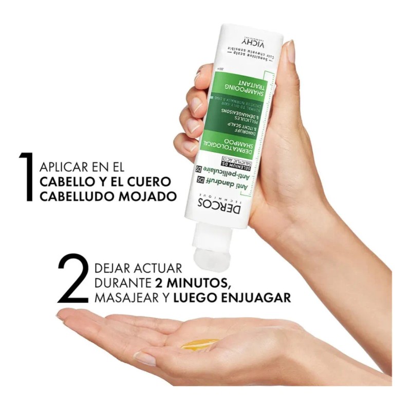 2pc Vichy Shampoo Dercos Anticaspa 200 Ml Cabello Normal