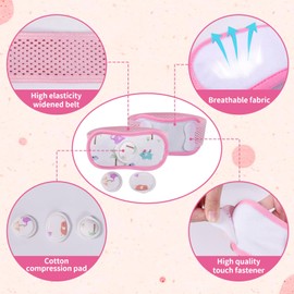 ENLUNTRA Umbilical Hernia Belt Baby，baby belly button band with 3 Different Shaped Compression Pads,belly button shaper,Adjustable Navel Band Newborn Umbilical Cord 14-21 inch(Pink)