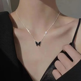 Embtrem To My Granddaughter Necklace Black Butterfly Necklace for Women Birthday Jewelry Gifts for Granddaughter from Grandma