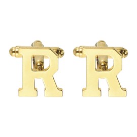 PATIKIL Initial Cufflinks, Classic Alphabet Letter R Stainless Steel Men Cuff Links 26 Letters A-Z with Box for Men Father Husband Weddings Gift Business Birthday, Gold Tone