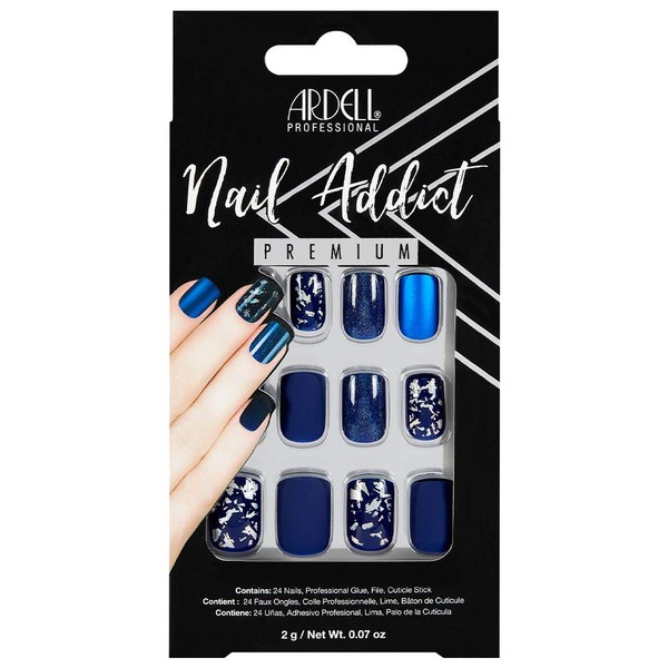 Ardell Nail Addict Premium Artificial Nail Set, Matte Blue