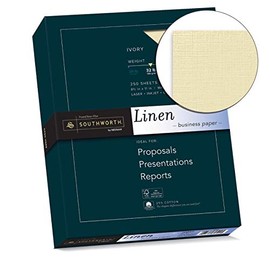 Southworth 25% Business Paper, 8.5" x 11", 32 lb/120 GSM, Linen Finish, Ivory, 250 Count - Packaging May Vary (J568C)